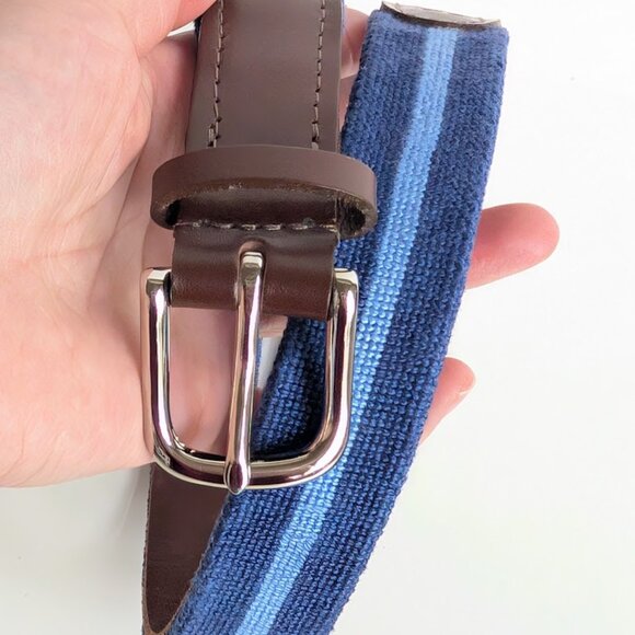 Blue Striped Children's Needlepoint Belt Fits Sizes: 25-29" (XL)